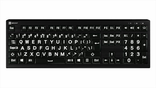 LargePrint White on Black ASTRA 2 Backlit Keyboard for PC - UK English LargePrint White on Black ASTRA 2 Backlit Keyboard for PC - UK English